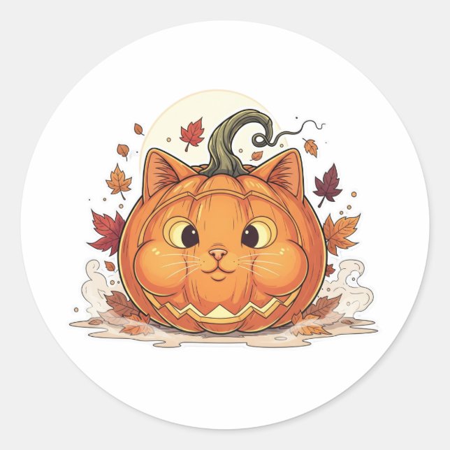 Adesivo Jack-O’-Brit - Pumpkin British Shorthair Cat (Frente)