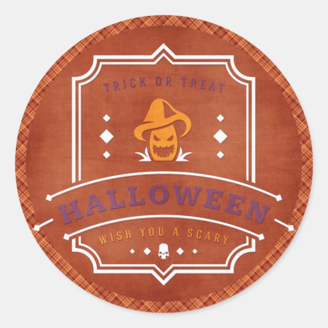 Adesivo Jack O Lantern Deseja um Halloween Assustador (Frente)