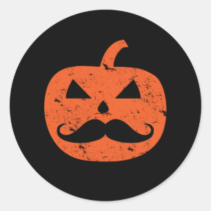 Adesivo Jack O Lantern Mustache Dia de as Bruxas engraçado