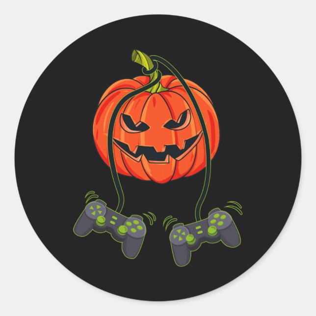 Adesivo Jack O Lantern Video Gamer Controla Halloween B (Frente)
