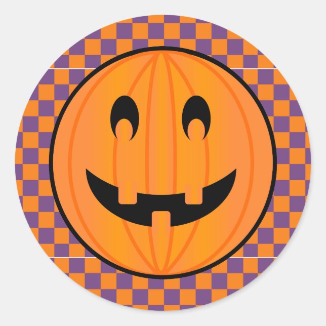 Adesivo Jack o Lanterna, Design do Halloween Checker (Frente)