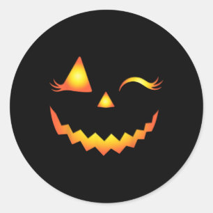 Adesivo Jack O Lanterna Face Pumpkin Eyelashes Hallowen Co