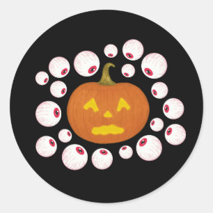 Adesivo Jack-o-Lanterna Pumpkin e Olhais na Escuridão