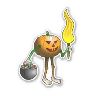 Adesivo Jack O'lantern em seu primeiro Truque ou Tratament