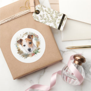 Adesivo Jack Russell Christmas Wreath Festivo Pup