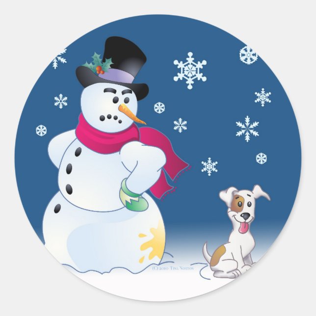 Adesivo Jack Russell Terrier e Snowman Sticker (Frente)