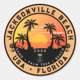 Adesivo Jacksonville Beach, Flórida tropical Retro Sunset