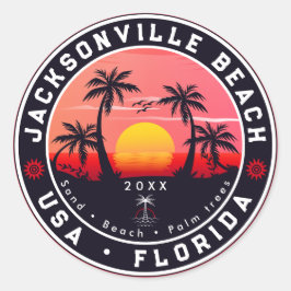 Adesivo Jacksonville Beach, Flórida tropical Retro Sunset