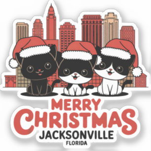Adesivo Jacksonville City Florida Feliz Natal Cats EUA