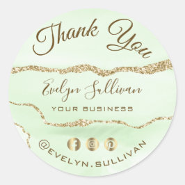 Adesivo Jade Green Agate Obrigado Classic Round Sticker