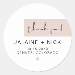 Adesivo JALAINE Blush Moderno Rosa Obrigado Casamento Clás