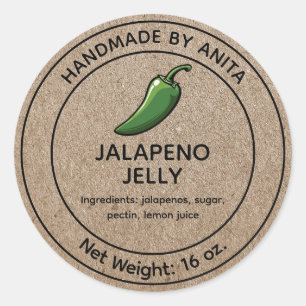 Adesivo Jalapeno Jelly Canning Jar Label Kraft Estilo de P