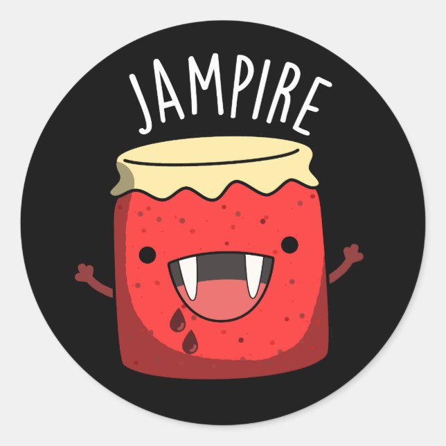 Adesivo Jam-pire Funny Vampire Jam Pun Dark BG (Frente)