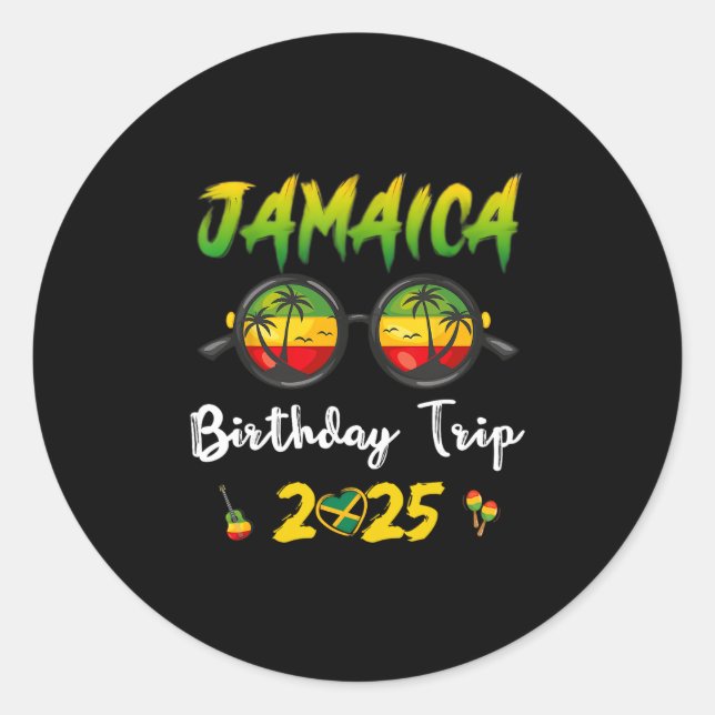Adesivo Jamaica Birthday Trip 2025 Funny Family Vacation U (Frente)