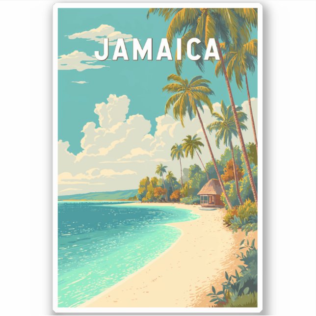 Adesivo Jamaica Illustration Travel Art Vintage (Frente)