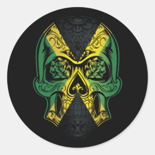 Adesivo Jamaica Skull E Rosa Flag