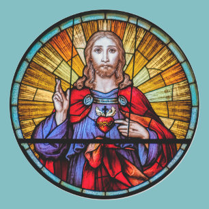 Adesivo Janela de Vidro Sagrado Coração de Jesus