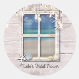 Adesivo Janela Tropical de Praia Madeira Branca Elegante C
