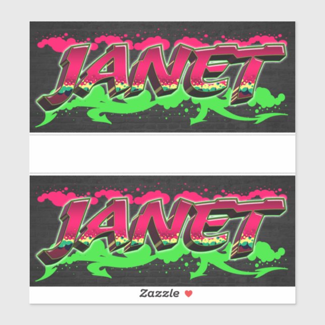 Adesivo Janet Vorname Name Graffiti Aufkleber Sticker (Folha)