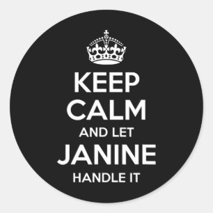 Adesivo Janine Mantenha Calma Nome Personalizado Engraçado