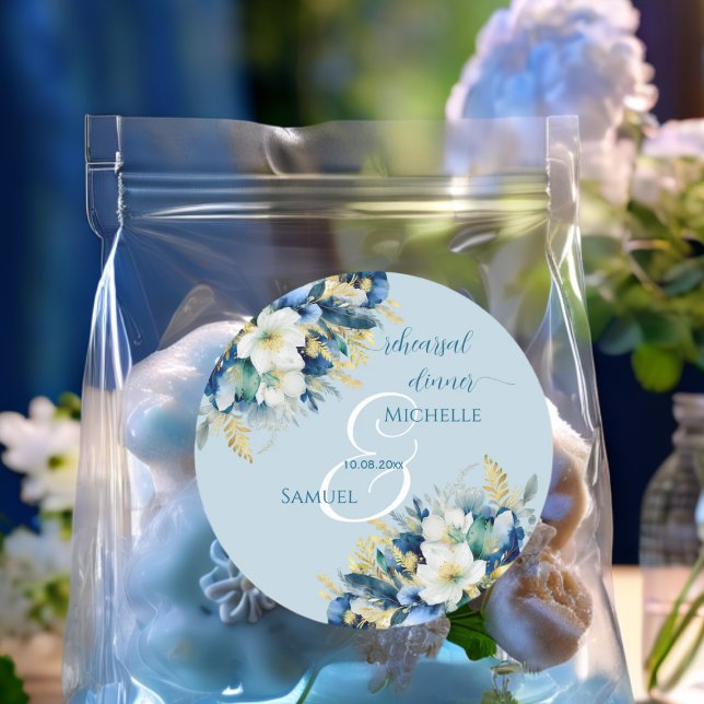 Adesivo Jantar de Ensaios Floral Glitter Dourado Azul Empo (Criador carregado)