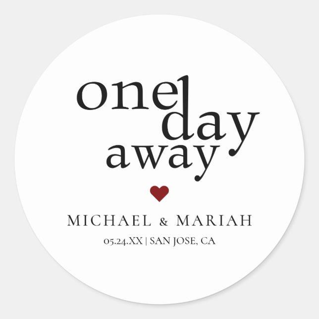 Adesivo Jantar de Ensaios Simples Elegante Um Dia à Distân (Frente)