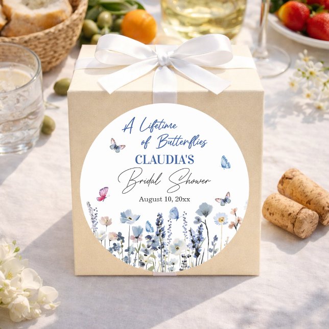 Adesivo Jantar de Noiva Borboletas Flores Silvestres Blueb (Criador carregado)