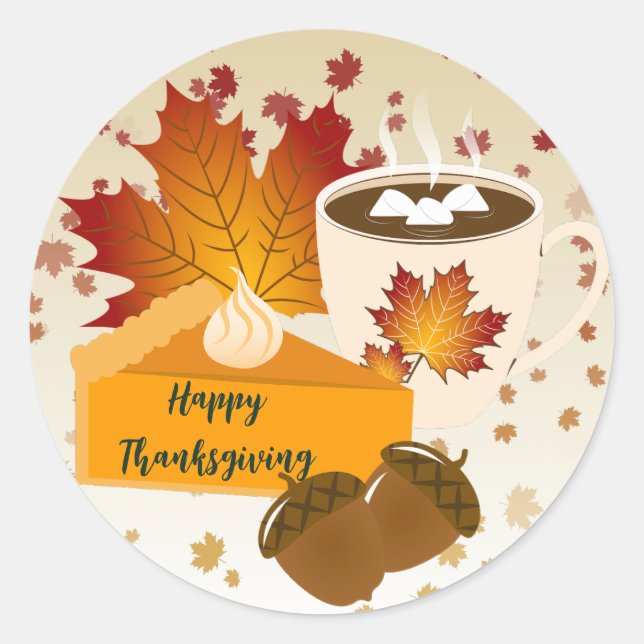 Adesivo Janto de Ação de Graças Cuisine Pumpkin Pie Hot Ch (Frente)