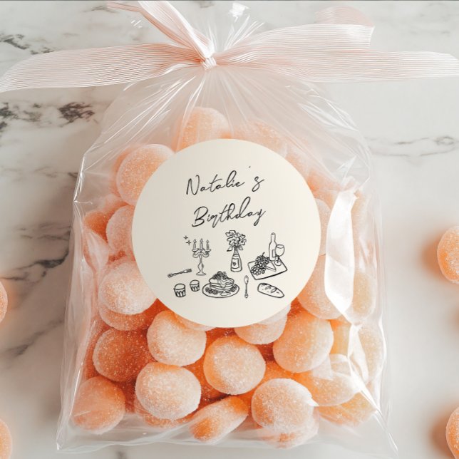 Adesivo Janto de Aniversário do Tableware Desenhado Retroa (Criador carregado)