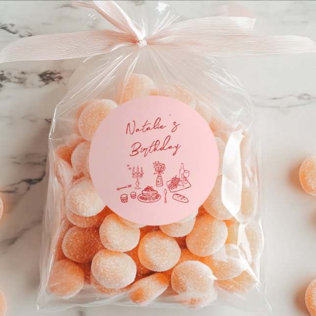 Adesivo Janto de Aniversário do Tableware Vermelho Rosa Ro (Criador carregado)