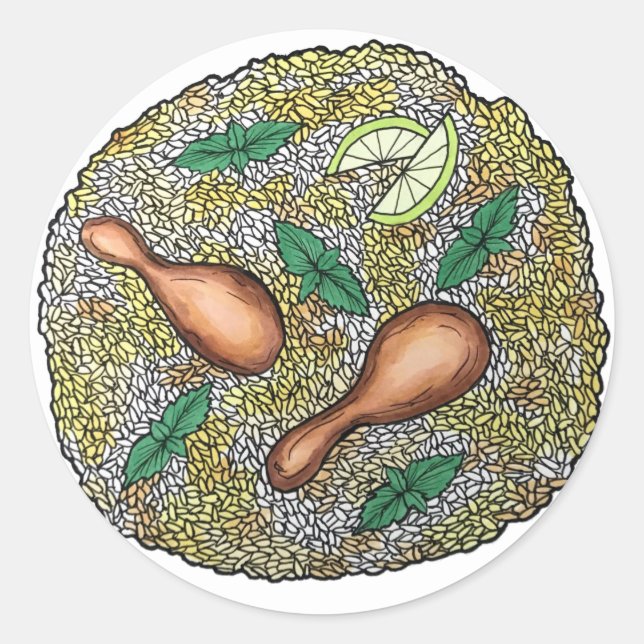 Adesivo Janto de Comida de Arroz Misto Indiano (Chicken Bi (Frente)