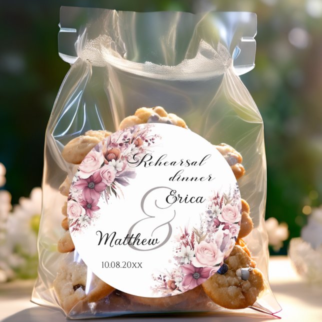 Adesivo Janto de ensaio Casamento Floral Dusty Pink Boho (Criador carregado)