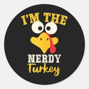 Adesivo Janto G de Ação de Graças da Família Nerdy Turkey