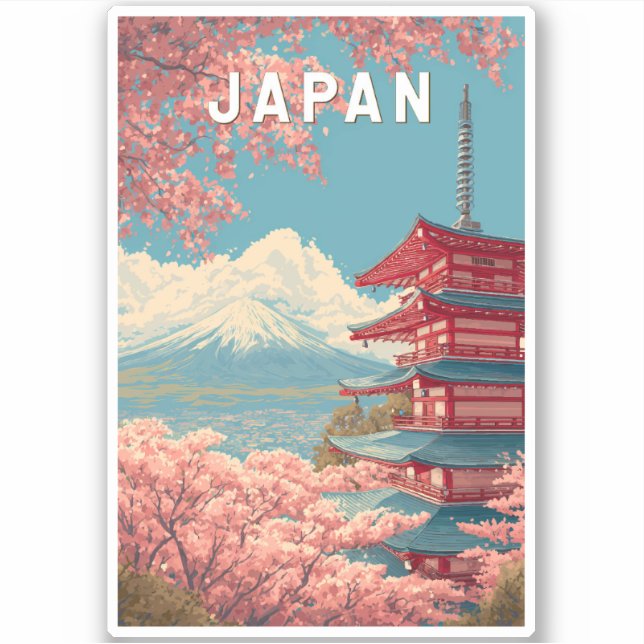 Adesivo Japan Illustration Travel Art Vintage (Frente)