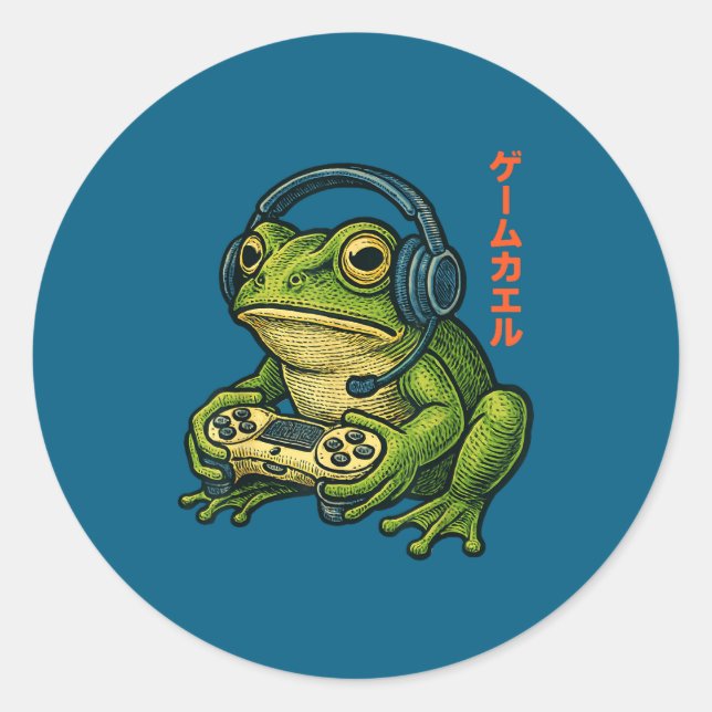 Adesivo Japanese Gamer Frog Art Men Women Boys Funny Vinta (Frente)