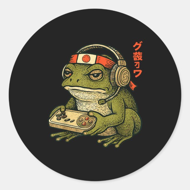Adesivo Japanese Gamer Frog Art Men Women Boys Funny Vinta (Frente)