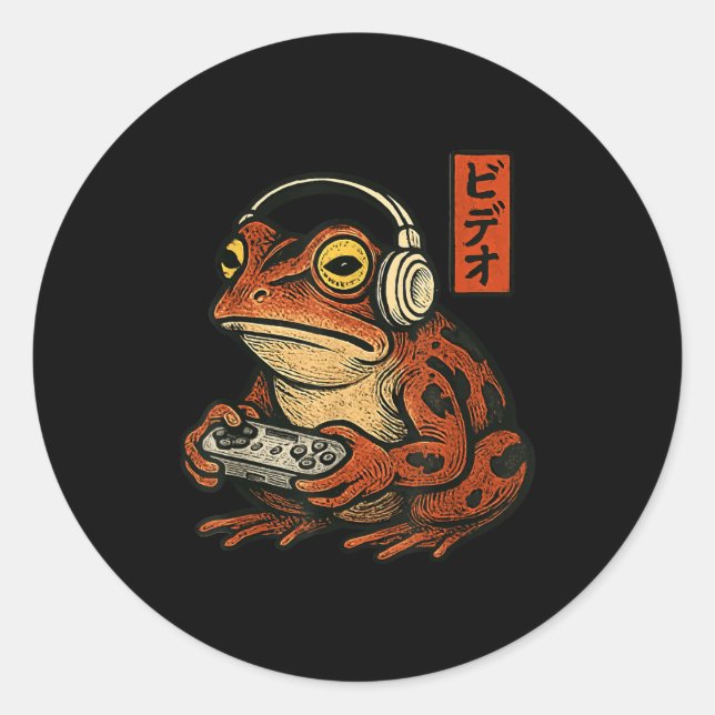 Adesivo Japanese Gamer Frog Art Men Women Boys Funny Vinta (Frente)