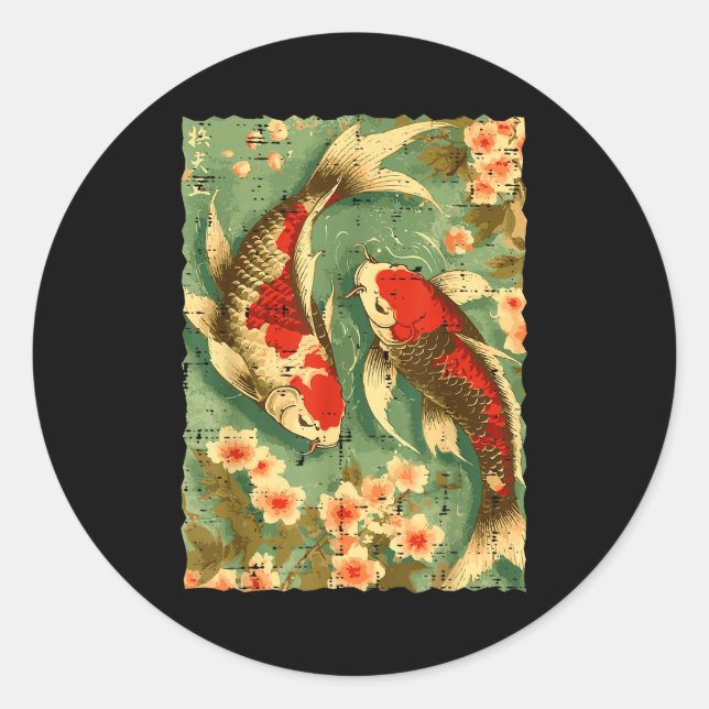 Adesivo Japanese Koi Fish Cherry Blossoms Sakura Art Men W (Frente)
