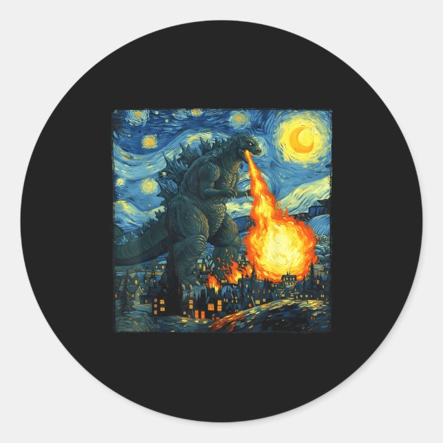 Adesivo Japanese Monster Kaiju Van Gogh Starry Night  (Frente)