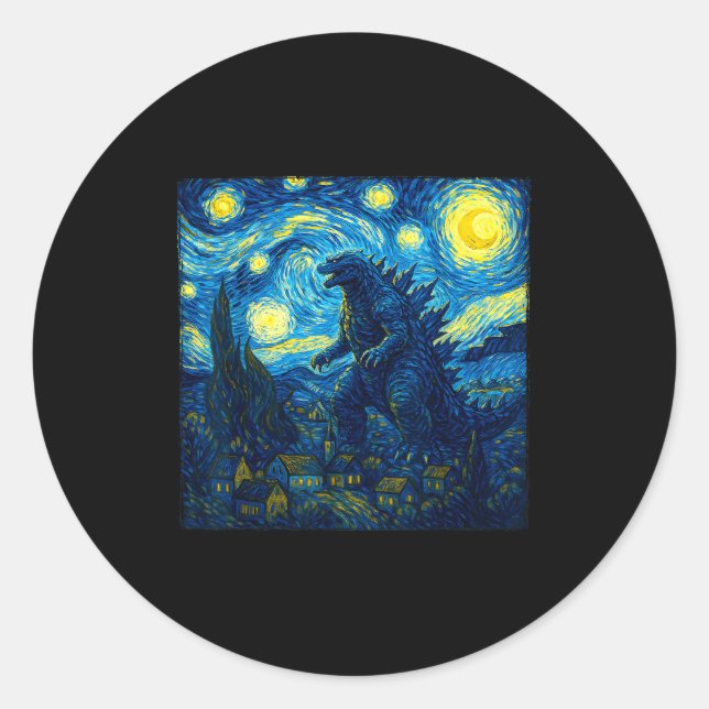 Adesivo Japanese Monster Kaiju Van Gogh Starry Night  (Frente)