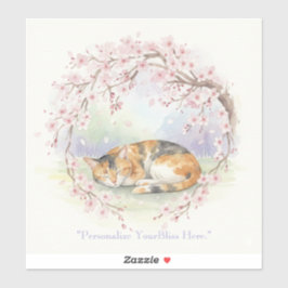Adesivo Japanese Sakura & Zen Cats Watercolor