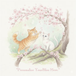 Adesivo Japanese Sakura & Zen Cats Watercolor