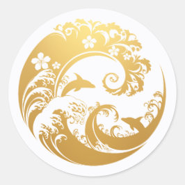 Adesivo Japanese Wave & Hibiscus Gold 
