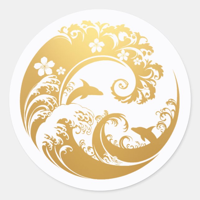 Adesivo Japanese Wave & Hibiscus Gold  (Frente)