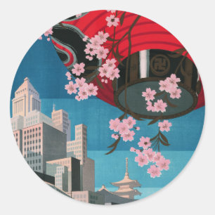 Adesivo Japão Tóquio Vintage Cartaz de Viagem Japonês