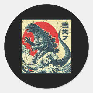 Adesivo Japonês Kaiju Monster Waves Retro Ukiyo Art Women
