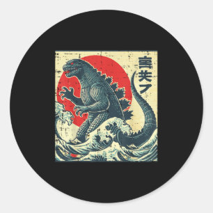 Adesivo Japonês Kaiju Monster Waves Retro Ukiyo Art Women