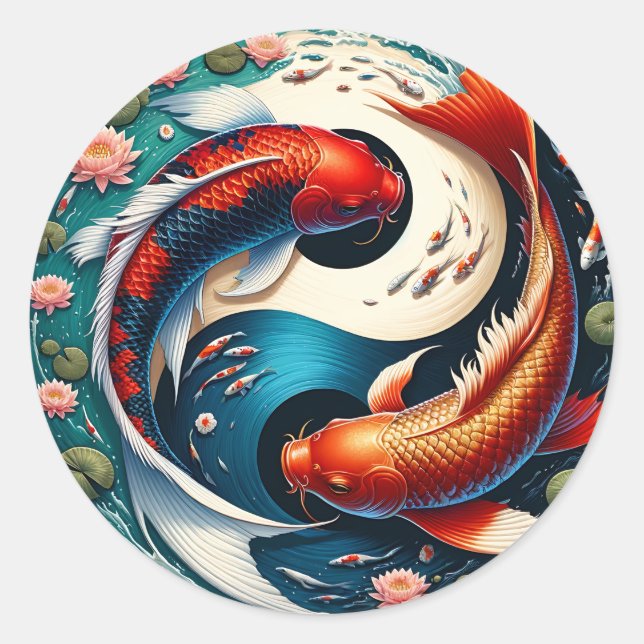 Adesivo Japonês Koi Fish Yin Yang (Frente)
