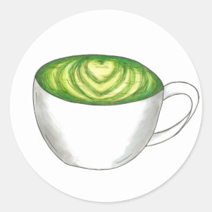 Adesivo Japonês Matcha Green Tea Latte Teacup Foodie