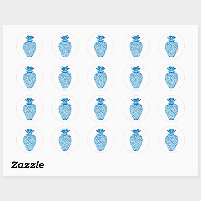 Adesivo Jar de Ginger Azul e Branco (Folha)